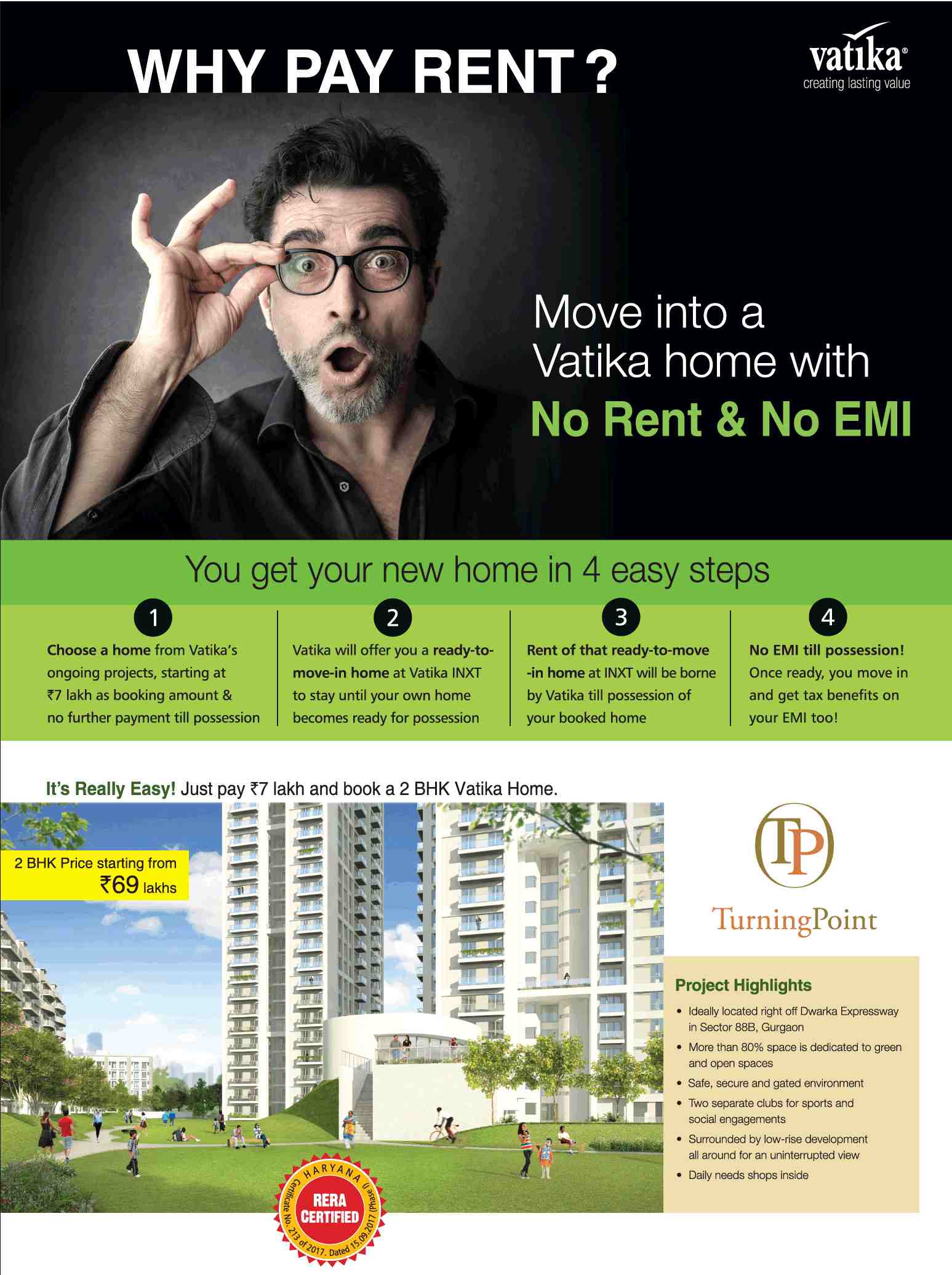 Move into Vatika Turning Point with no rent & no EMI in Gurgaon Update